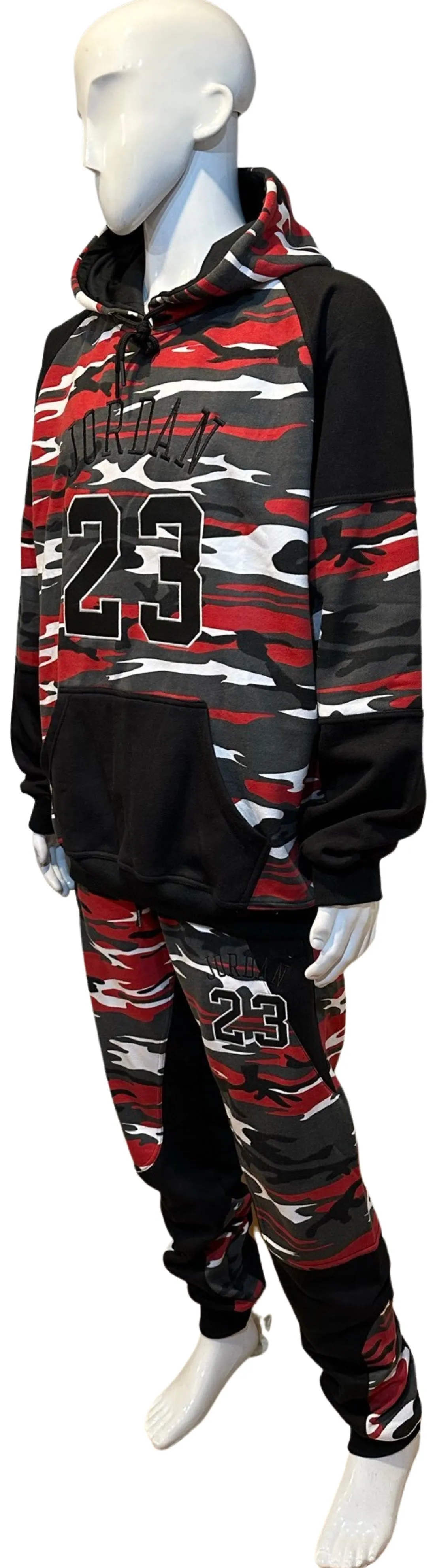 ^23 JORDAN^ (RED-CAMO) LUXURY HOODED SWEATSUITS (EMBROIDERED)