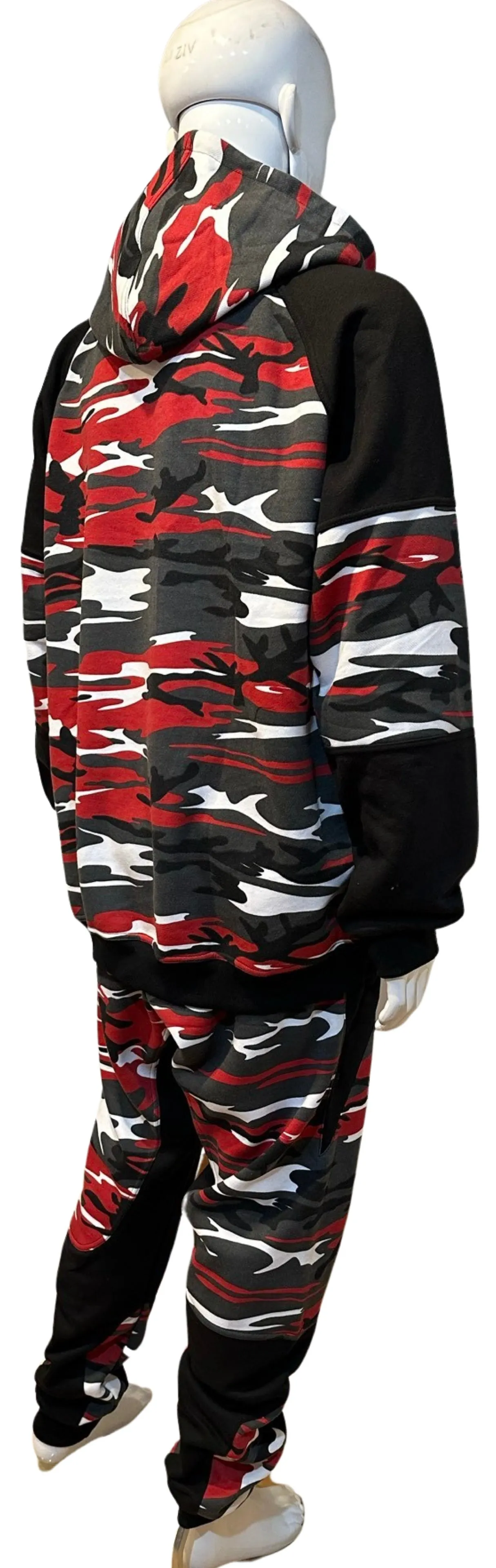 ^23 JORDAN^ (RED-CAMO) LUXURY HOODED SWEATSUITS (EMBROIDERED)