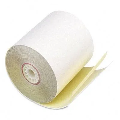 3" x 90' 2-Ply Receipt Paper Rolls; 50 rolls/carton - White/Canary