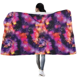 Animal Ancestors 9 Cosmic Swirl Purple and Red Hooded Blanket