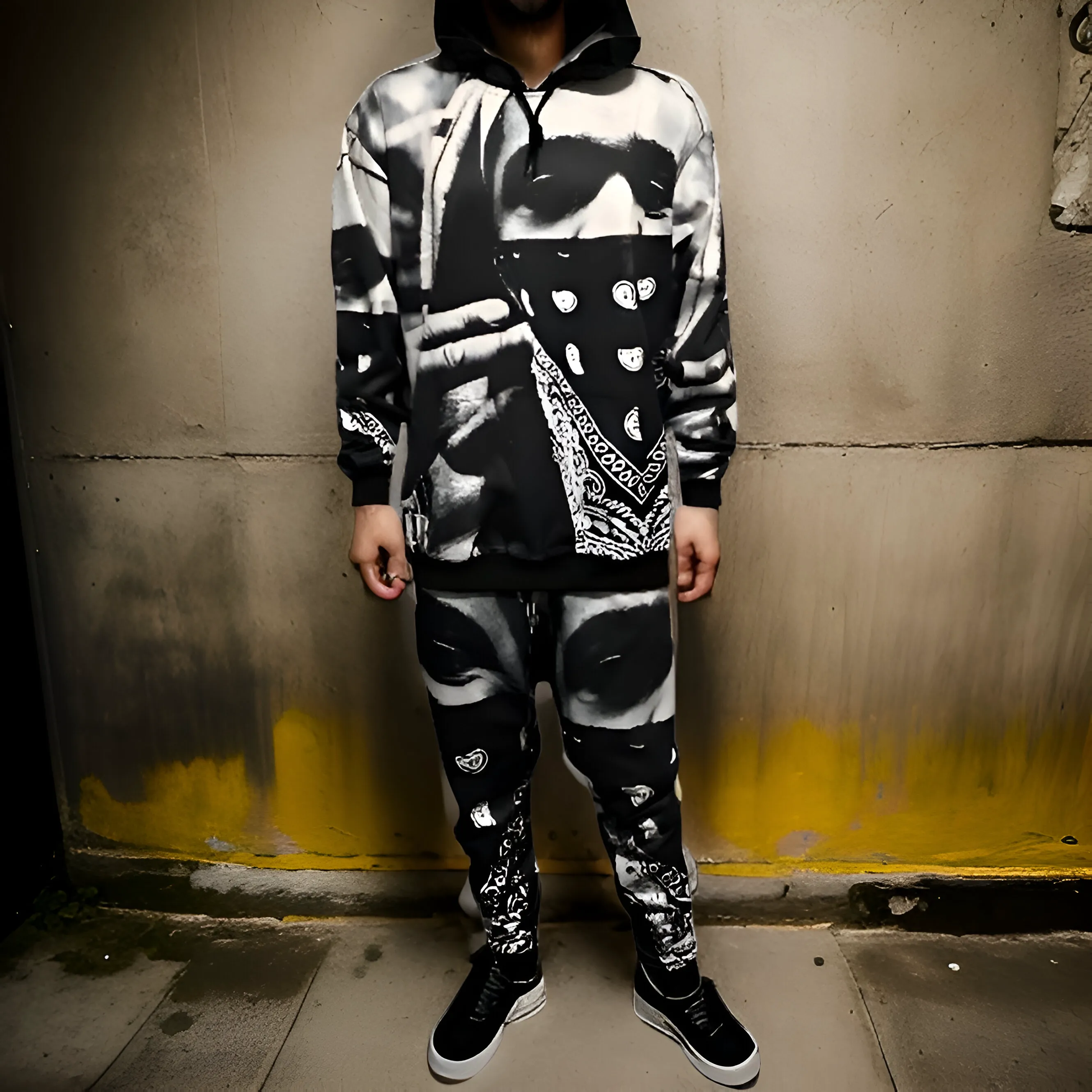 ^BLACK FLAG^ (BLACK-MULTI) ~ASAP FERG~ HOODED JOGGER SWEATSUITS (FLEECY SOFT LINED)