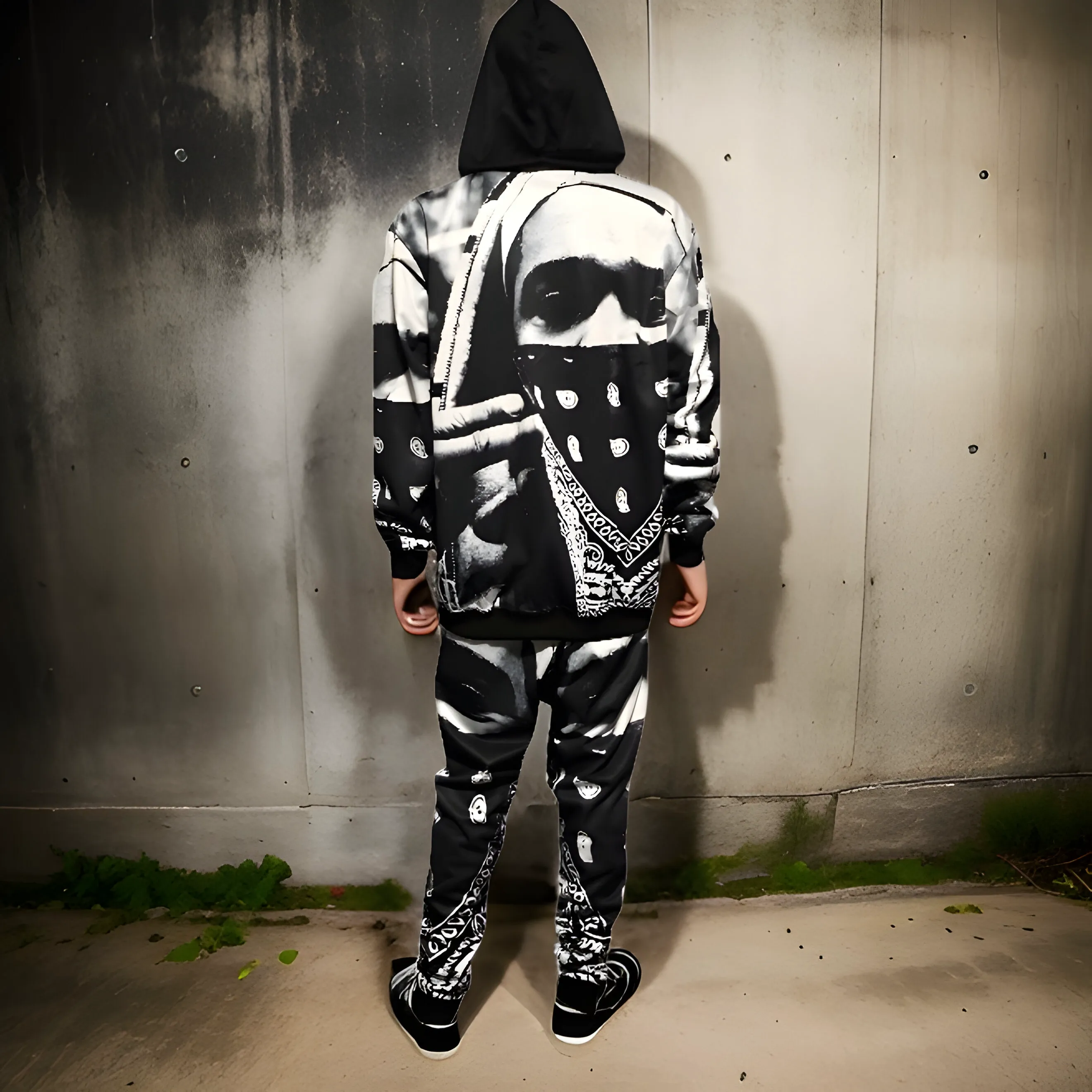 ^BLACK FLAG^ (BLACK-MULTI) ~ASAP FERG~ HOODED JOGGER SWEATSUITS (FLEECY SOFT LINED)