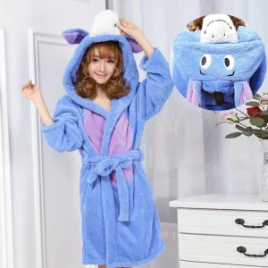 Blue Donkey Kigurumi Pajamas Winter Cosplay Robe Hoodie