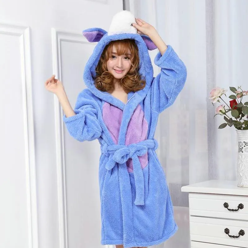 Blue Donkey Kigurumi Pajamas Winter Cosplay Robe Hoodie