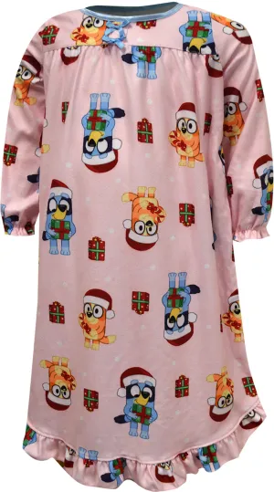 Bluey and Bingo Christmas Holiday Flannel Nightgowns