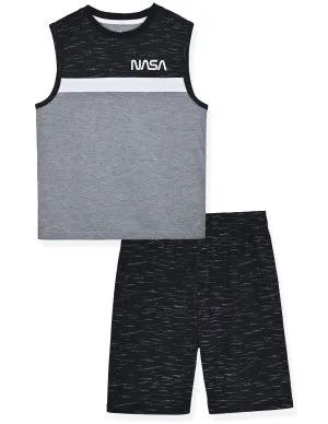 Boys 2-Piece Muscle-Tank Jersey Pajama Shorts Set – NASA.