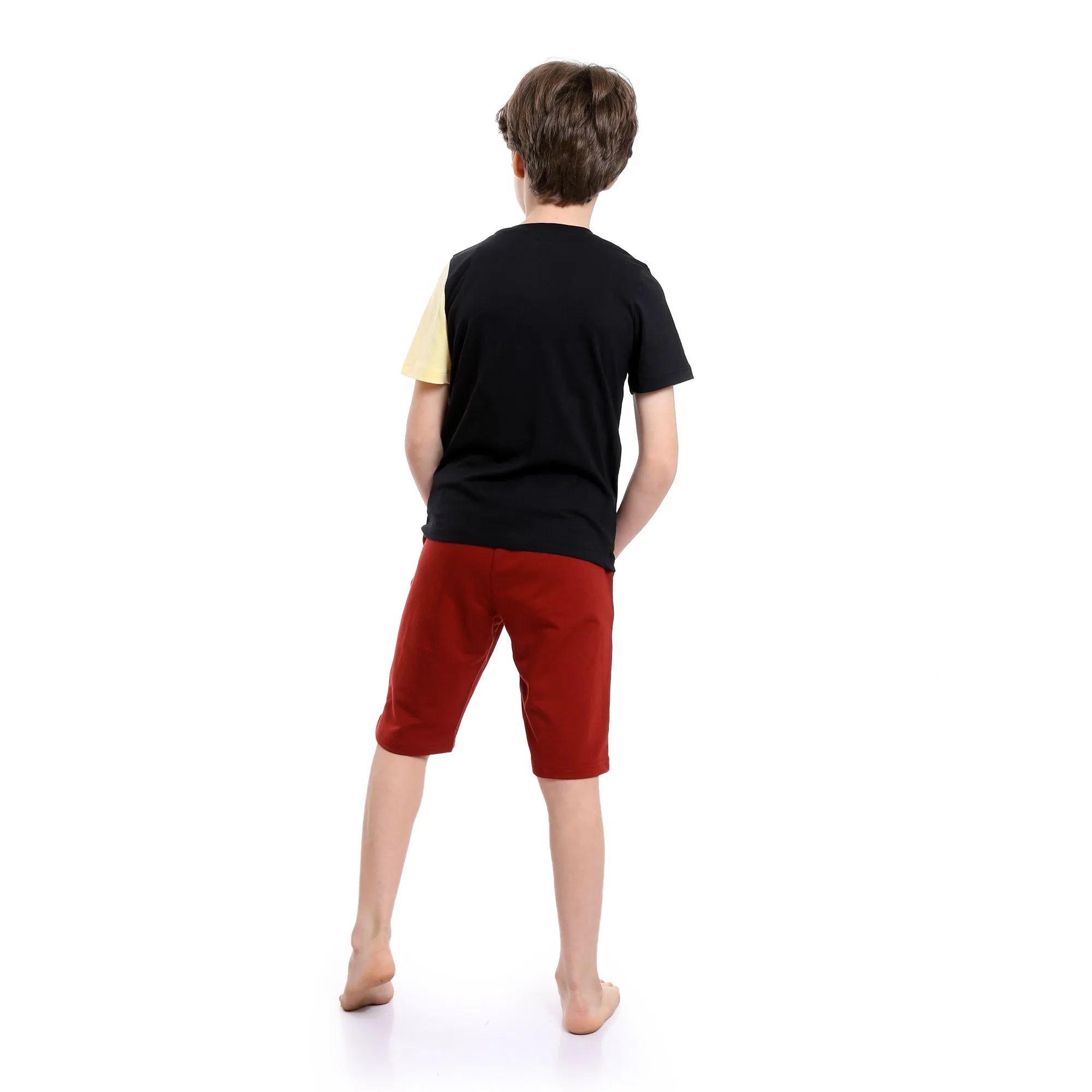 Boys Printed Wonderful Tee & Shorts Pajama Set - Multicolour