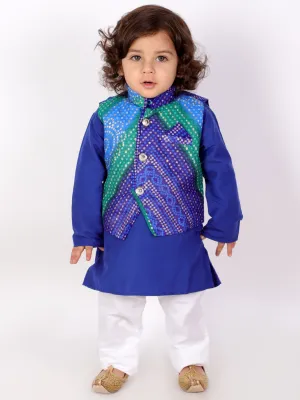 Boy's Silk Blend Bandhani Print Full Length Kurta Pyjama Set - KID1 Boys