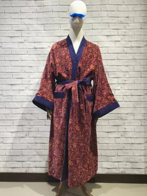 Crimson flock velvet robe