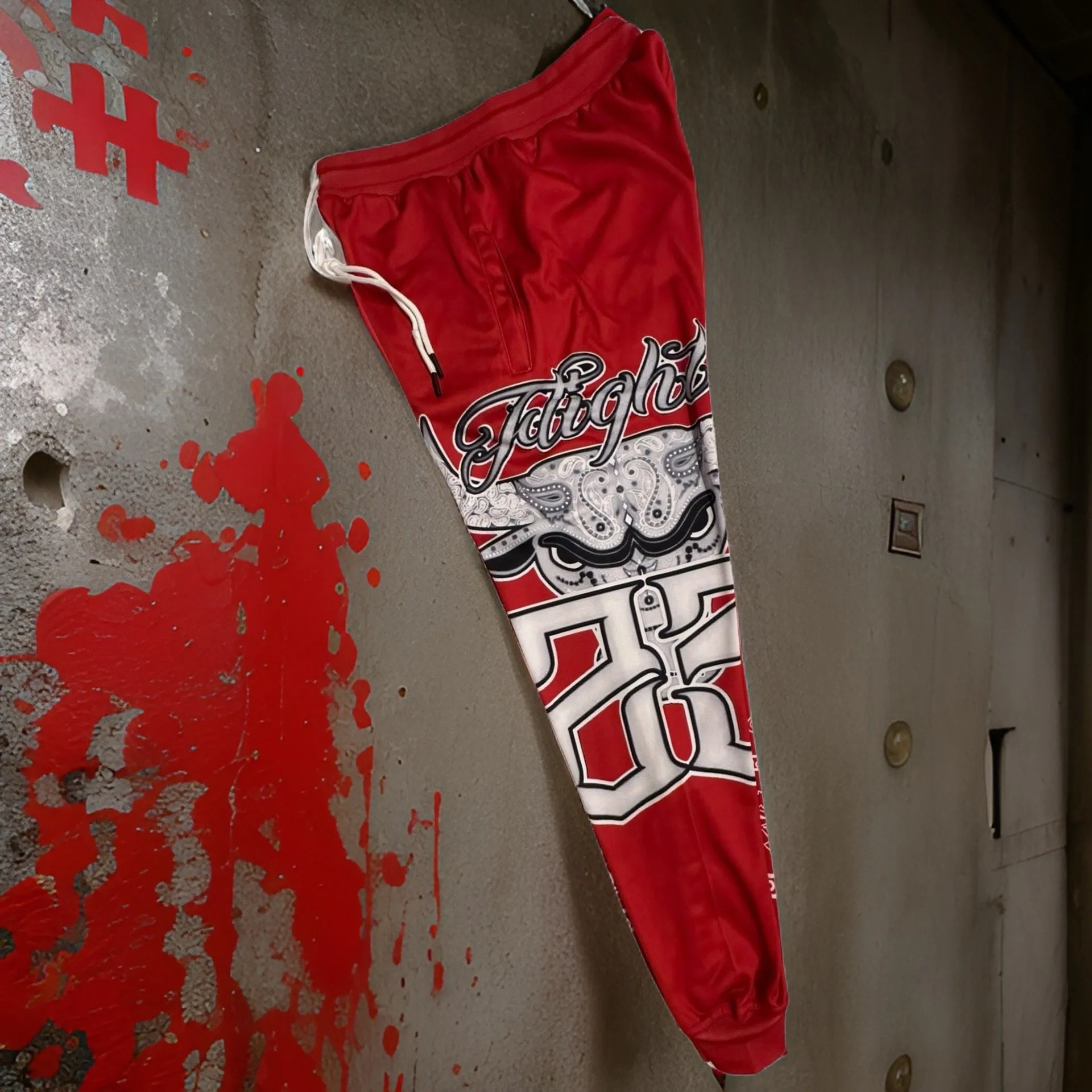 *FLIGHT 23* RED BANDANA / PAISLEY JOGGER SWEATSUITS (FLEECE LINED) (BACK EMBROIDERED)