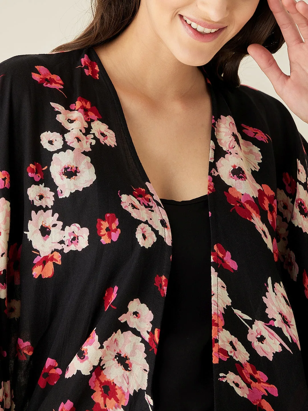 Floral Shrug And Pyjama 2 Pc Set - The Kaftan Company