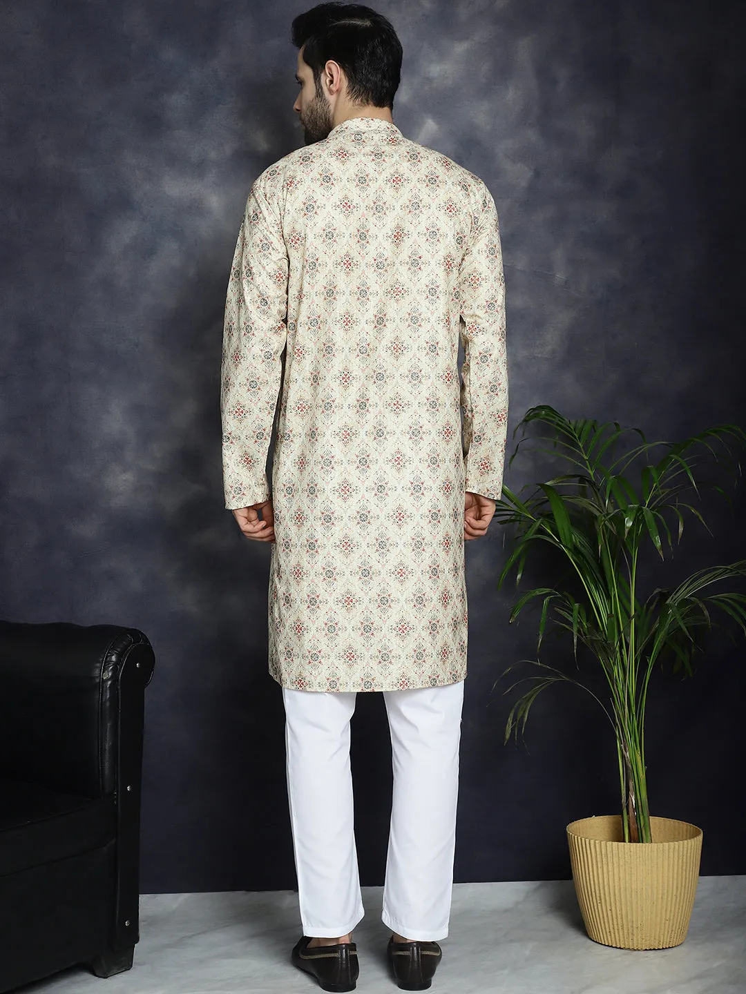 Golden Foil Printed Kurta With Pyjama