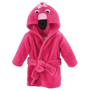 Hudson Baby Plush Animal Face Bathrobe, Flamingo