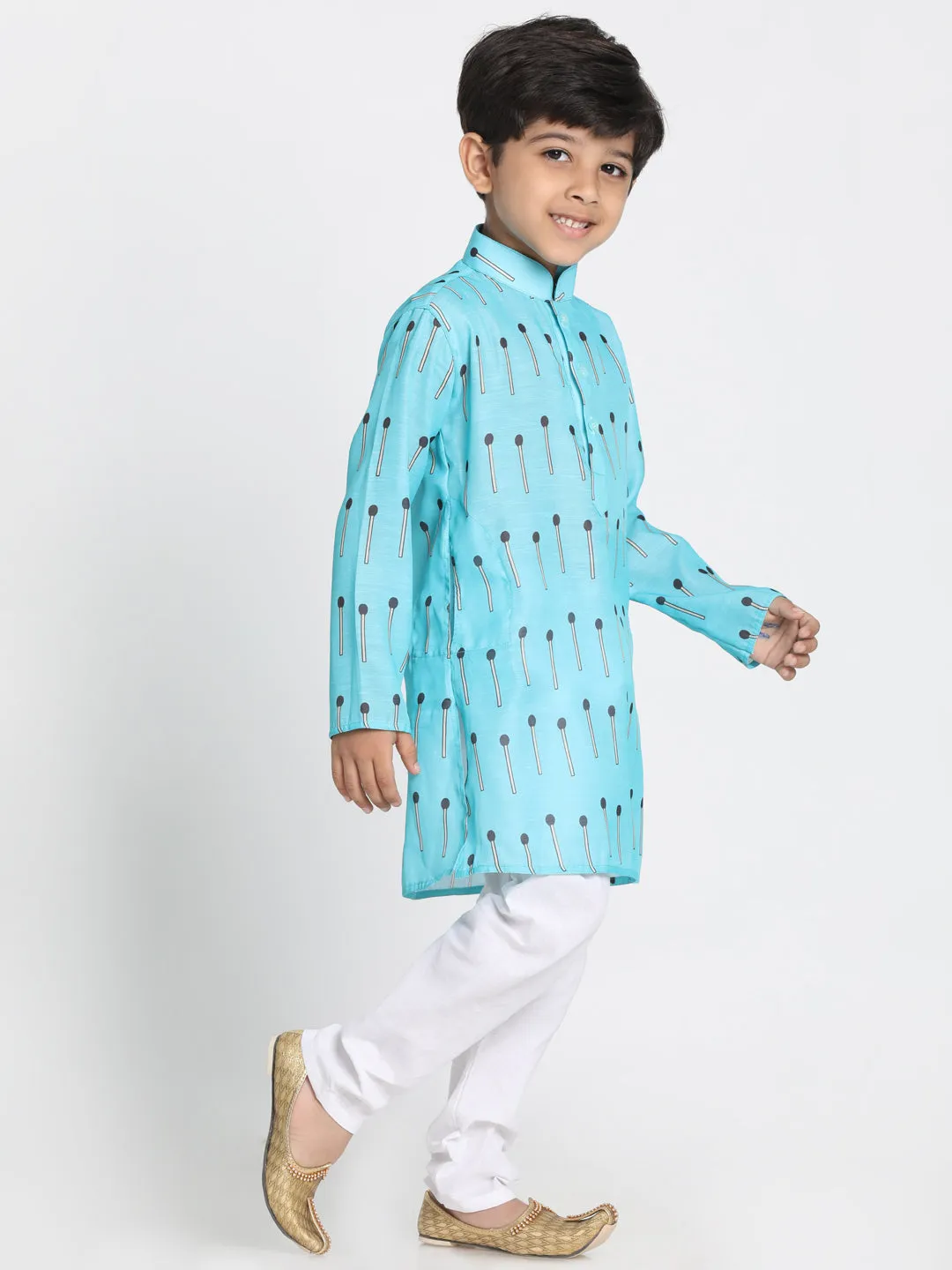 Jashvi Cotton Blend Light Blue Baap Beta Kurta Pyjama set