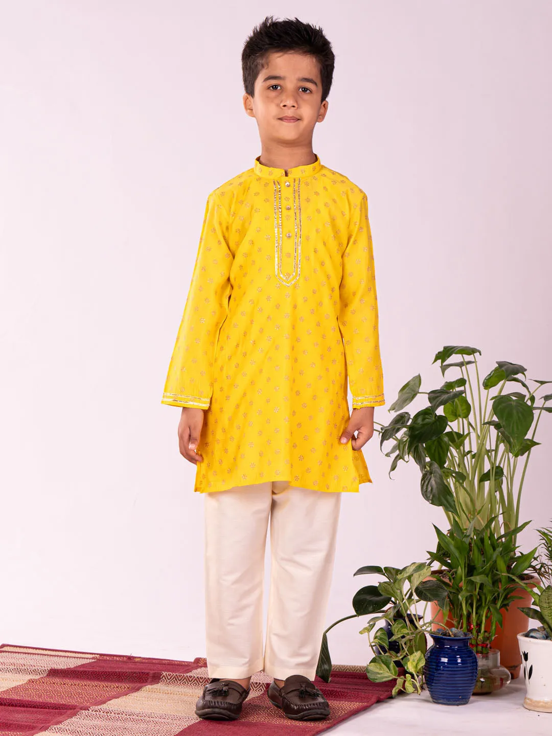 Jashvi Yellow And Cream BHAI BEHEN Siblings Matching Set