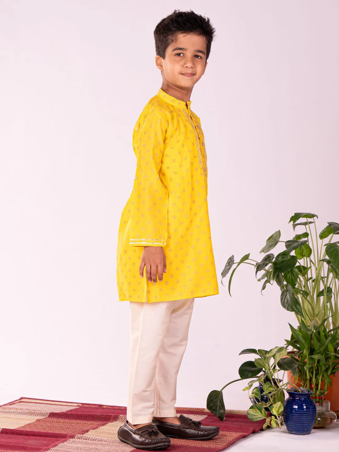 Jashvi Yellow And Cream BHAI BEHEN Siblings Matching Set