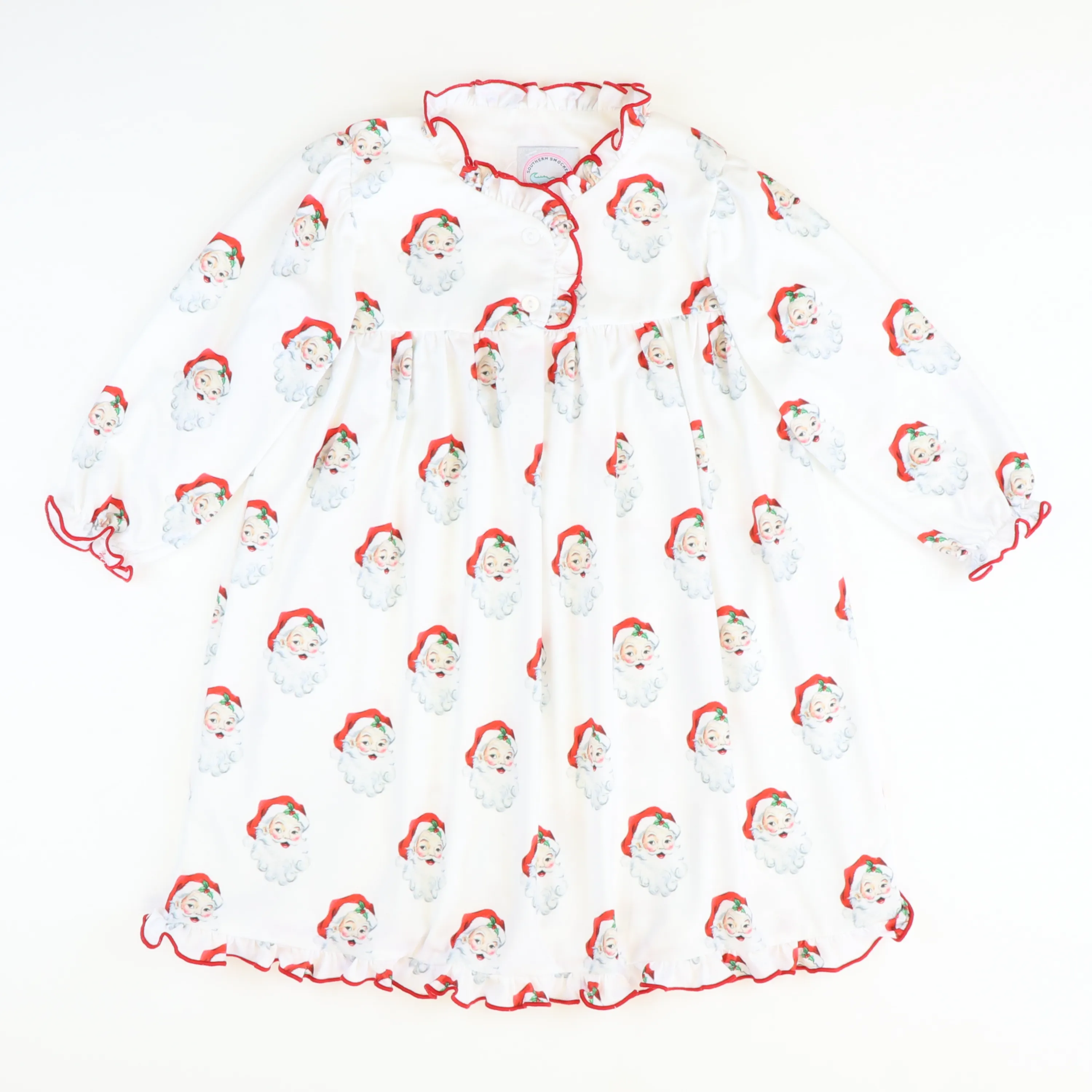 Knit Nightgown - Holly Jolly Santa White