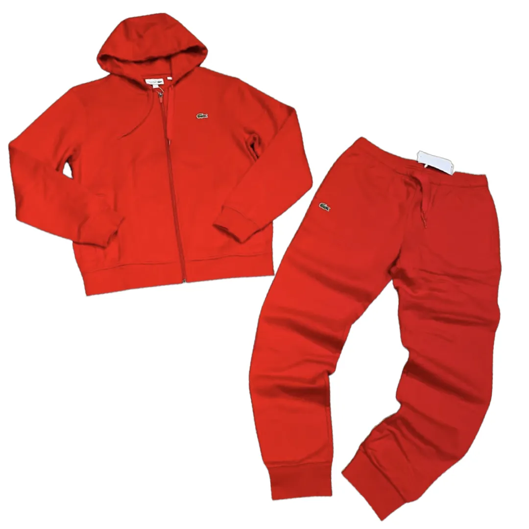 LACOSTE FULL ZIP HOODED  SWEATSUIT Men’s -RED