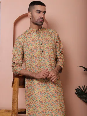 Men Printed Cotton Kurta Pyjama Set