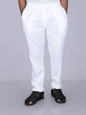 Men White Solid Chain Pocket Cotton Pajama