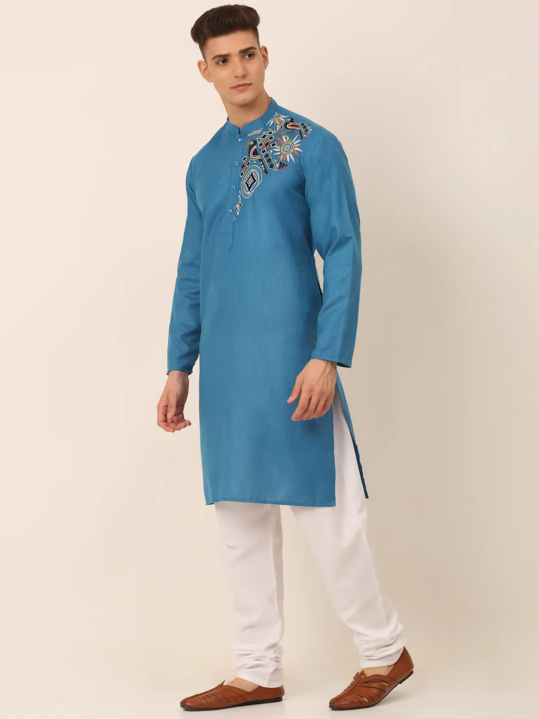 Men'S Cotton Embroidered Kurta Pajama Sets