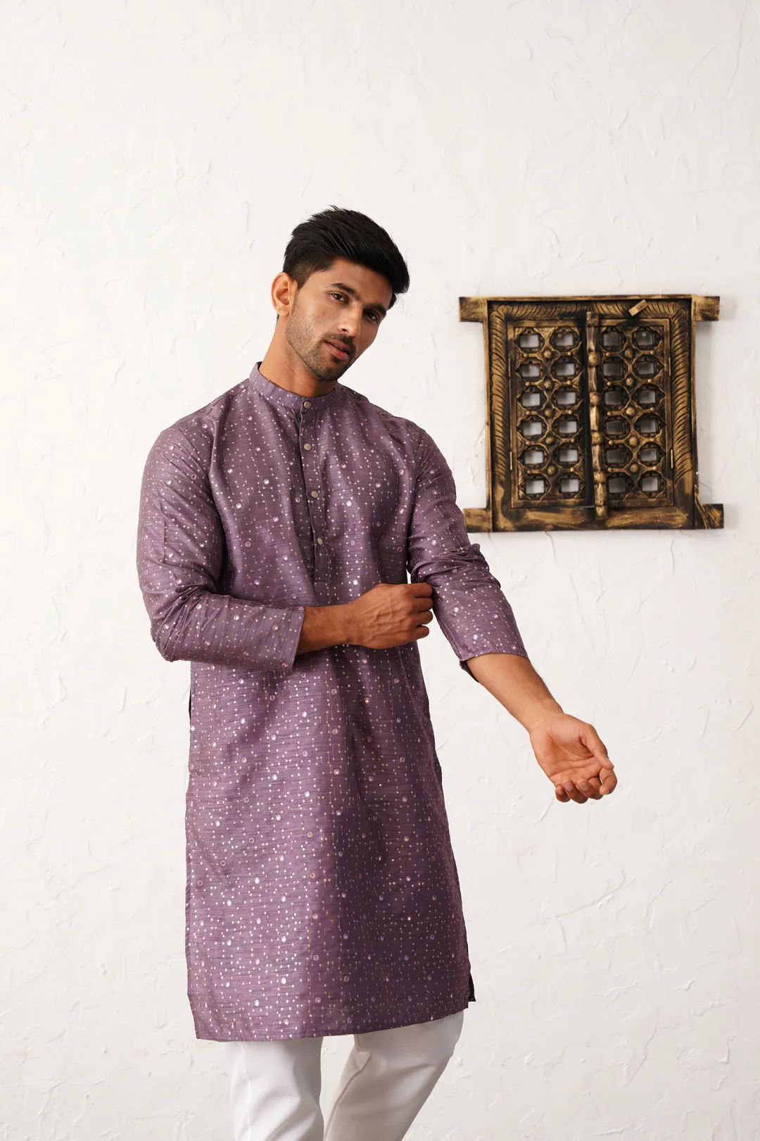 Men's Embroidered Mirror Work Kurta Payjama Sets