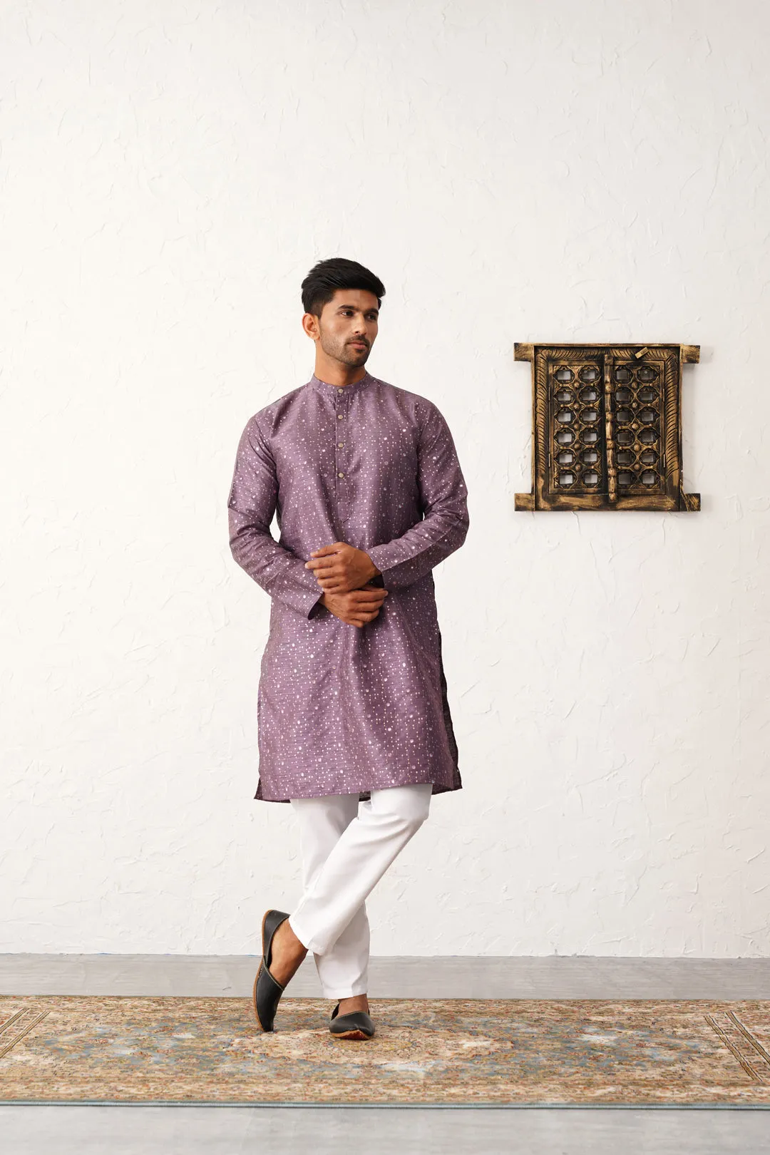 Men's Embroidered Mirror Work Kurta Payjama Sets