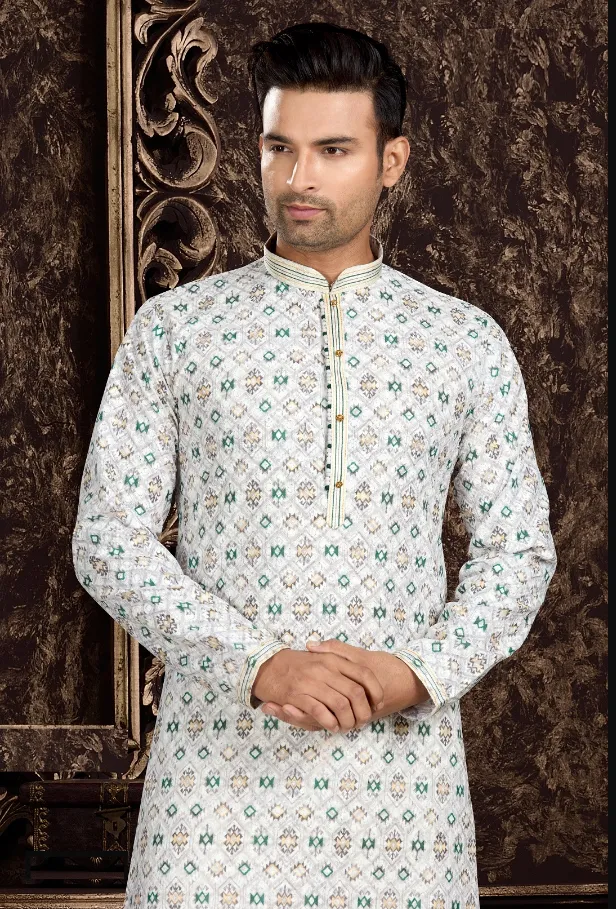 Men's Green Kurta Pajama Collection - Dwija Fashion