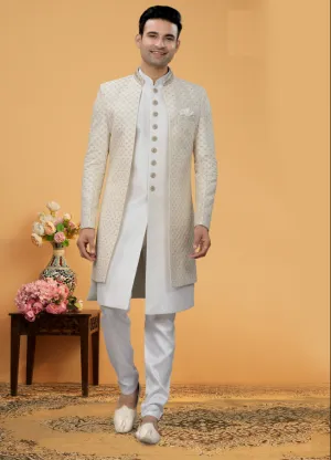 Men's Off White Indo-Western Collection - Dwija Fashion