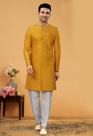 Men's Orange Indo-Western Collection - Dwija Fashion