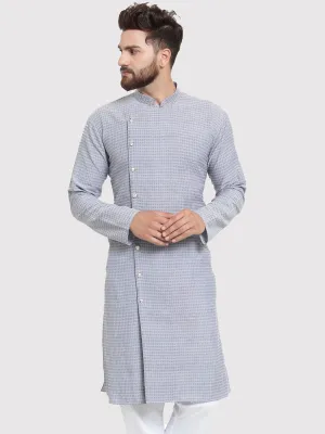 Men's Steel Blue Self Design Kurta Only ( KO 572 Steel-Blue ) - Virat Fashions