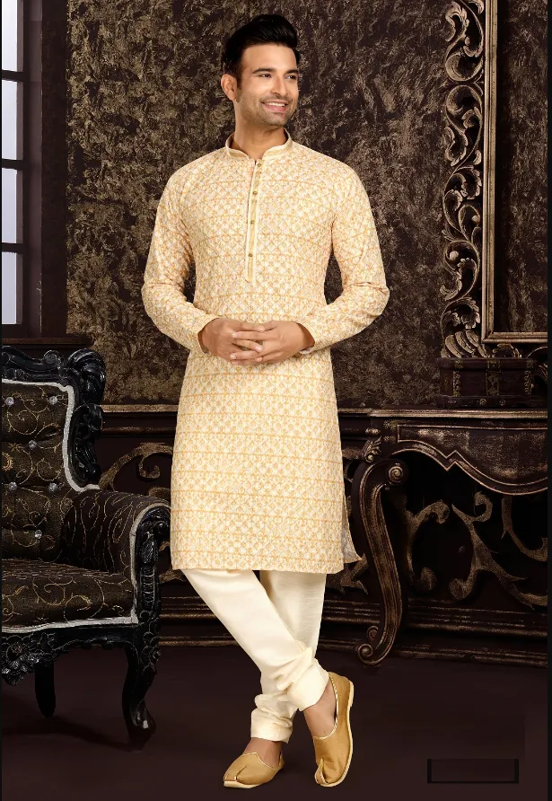 Men's Yellow Kurta Pajama Collection - Dwija Fashion