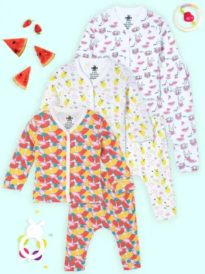 Newborn and Infant Pajama Set Combo of 3: Summer Melon-Fruitilicious-Mango Mia