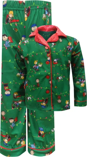 Peanuts Charlie Brown Christmas Traditional Flannel Girls Pajama