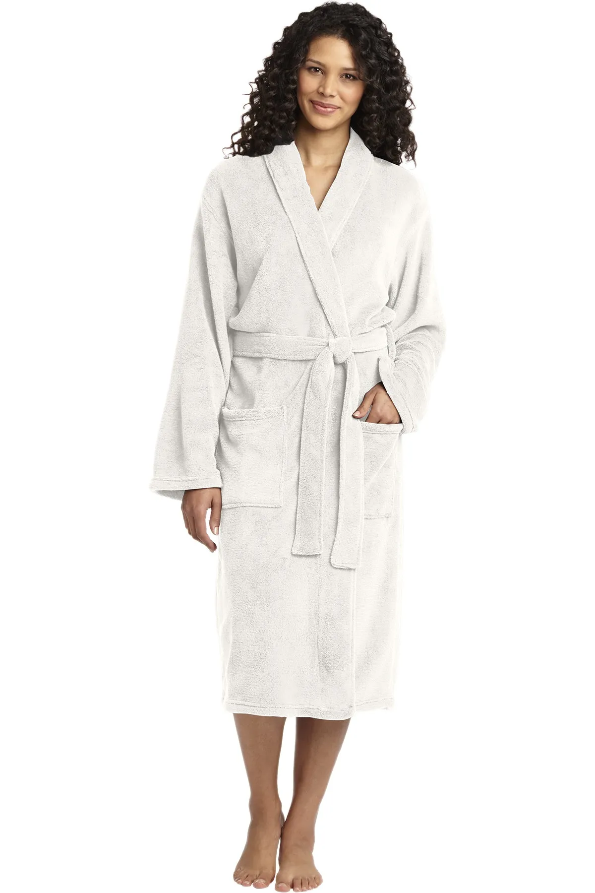 Port Authority Plush Microfleece Custom Shawl Collar Robes, Marshmallow