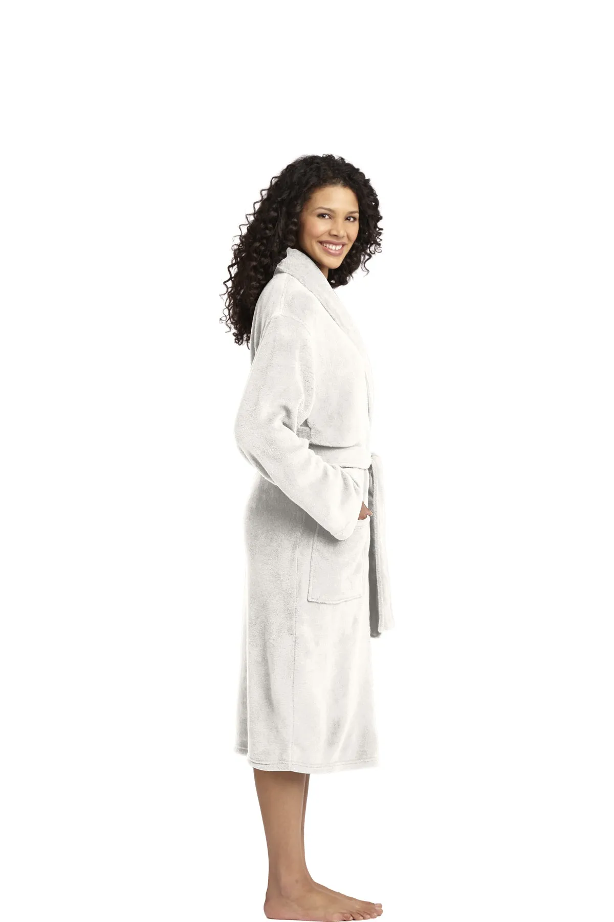 Port Authority Plush Microfleece Custom Shawl Collar Robes, Marshmallow