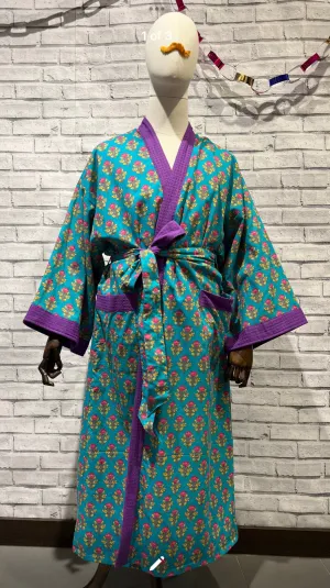 Purple flower waffle robe