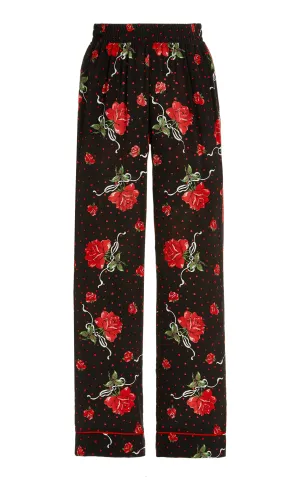 Red Rose Silk Pajama Pant