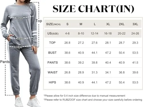 RUBZOOF Womens Loungewear Set Fall Tracksuit Drawstring Sweatpants Workout Sets Two Piece Black 3XL