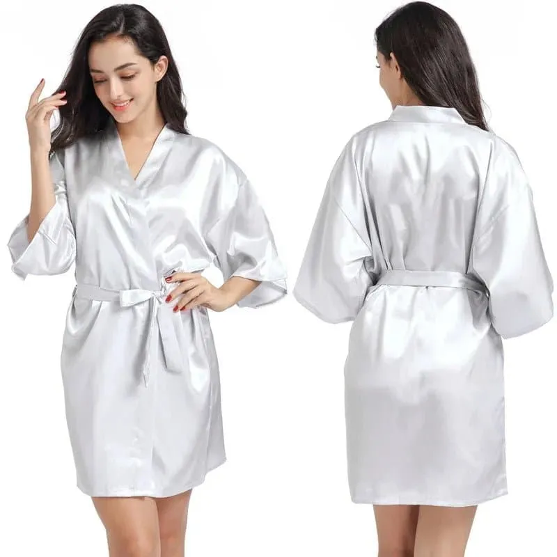 Short Silky Robes - Luxurious Polyester Robes for Women | Above Knee, Half Sleeves