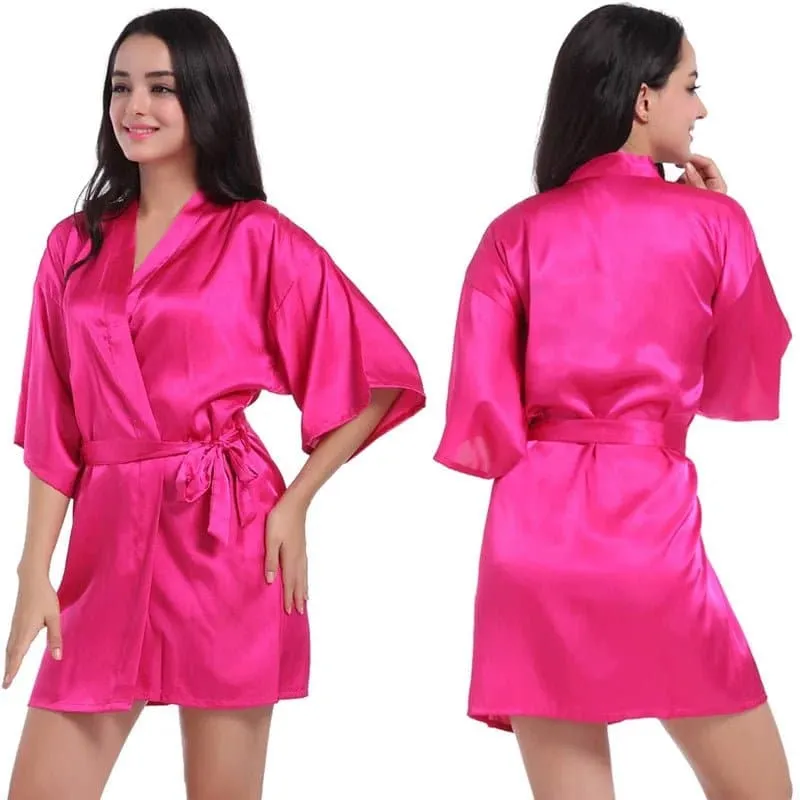 Short Silky Robes - Luxurious Polyester Robes for Women | Above Knee, Half Sleeves