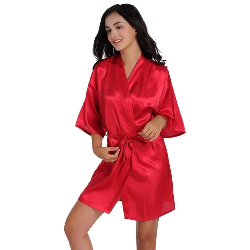 Short Silky Robes - Luxurious Polyester Robes for Women | Above Knee, Half Sleeves