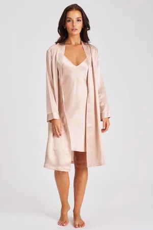 Silk Robe Mid Length - Dusk Pink