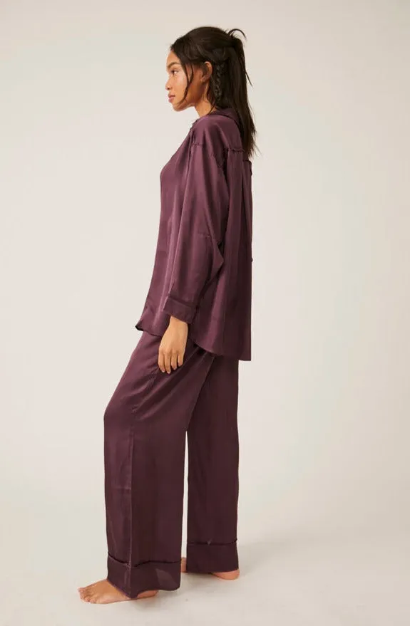 Free Peoples Dreamy Days Luxurious Wine PJ Set