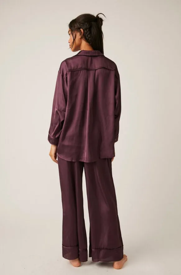 Free Peoples Dreamy Days Luxurious Wine PJ Set