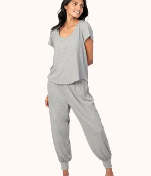 The Ribbed Jogger: Heather Gray