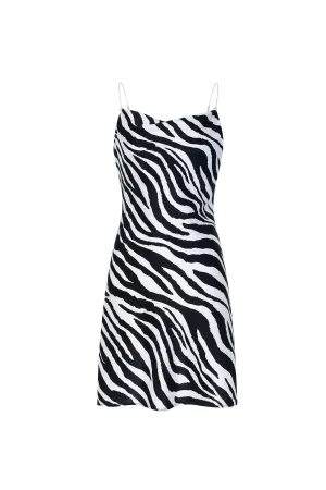 Zebra Print Silk Slip Mini Dress